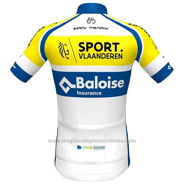 2020 Abbigliamento Ciclismo Sport Vlaanderen-Baloise Bianco Giallo Blu Manica Corta e Salopette